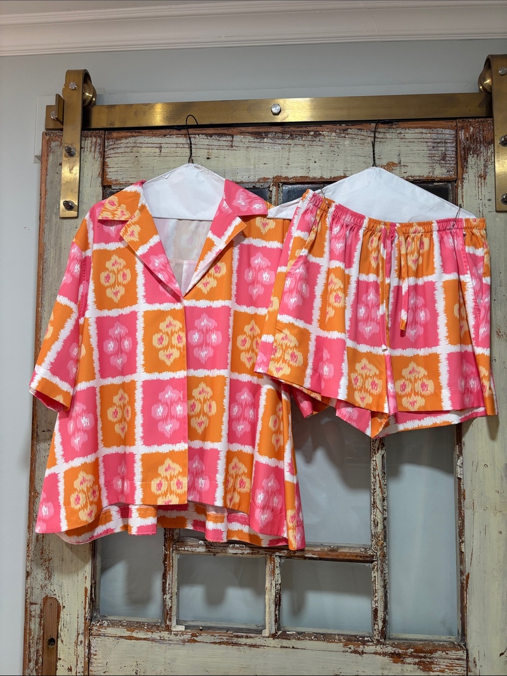 Kids Pink & Orange Patterned Pajama Set